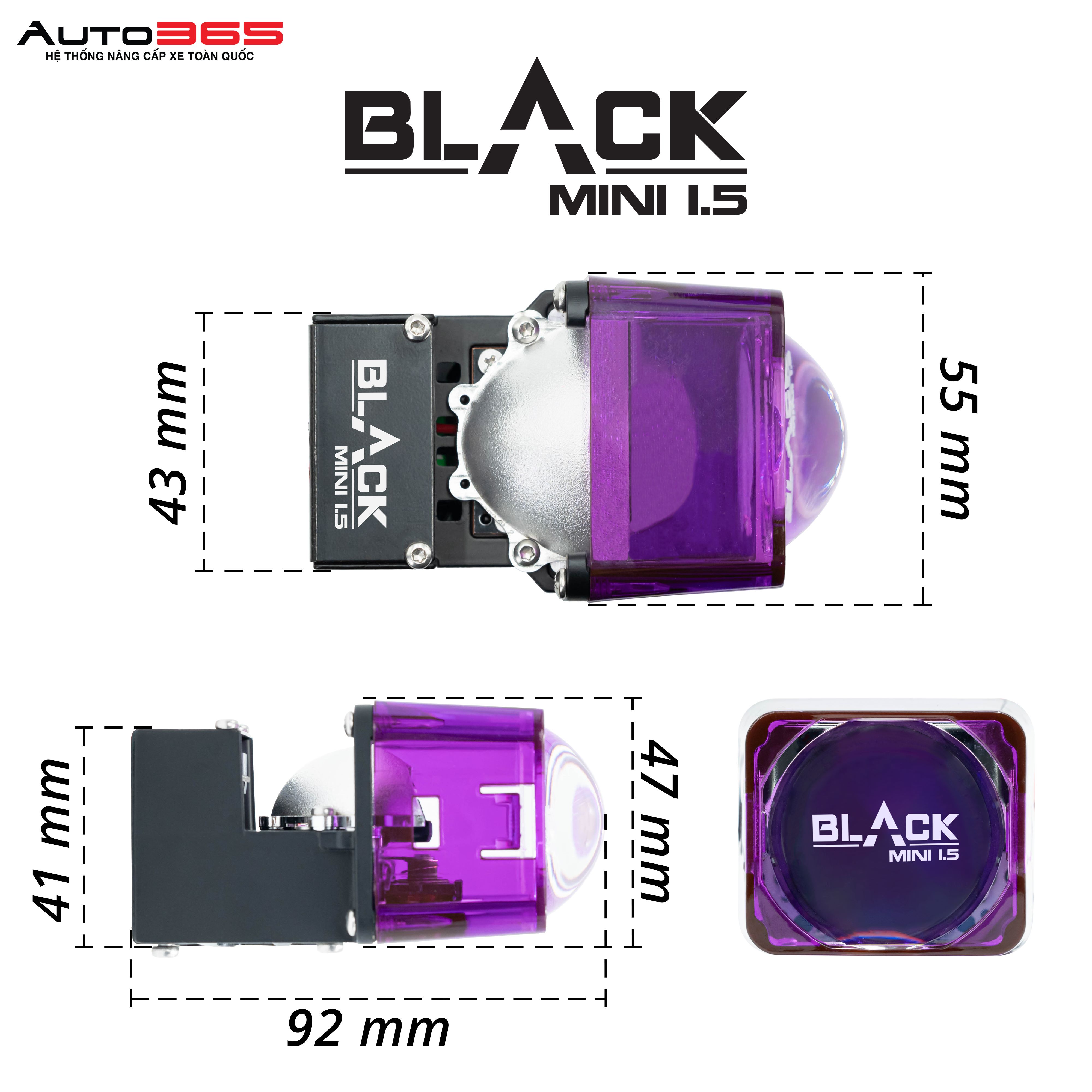 BI LED TITAN BLACK MINI 1.5 INCH